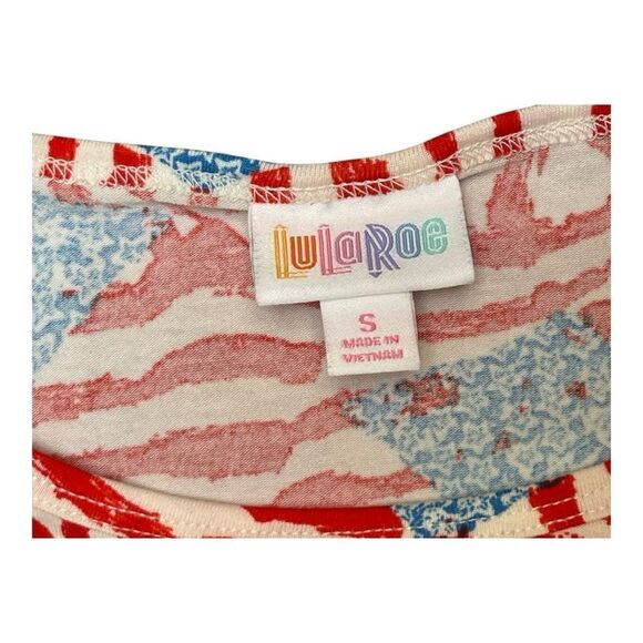 Lula Roe American Flag Red and Blue Tunic Top Size S Casual Comfy Stretch EUC - Picture 5 of 7